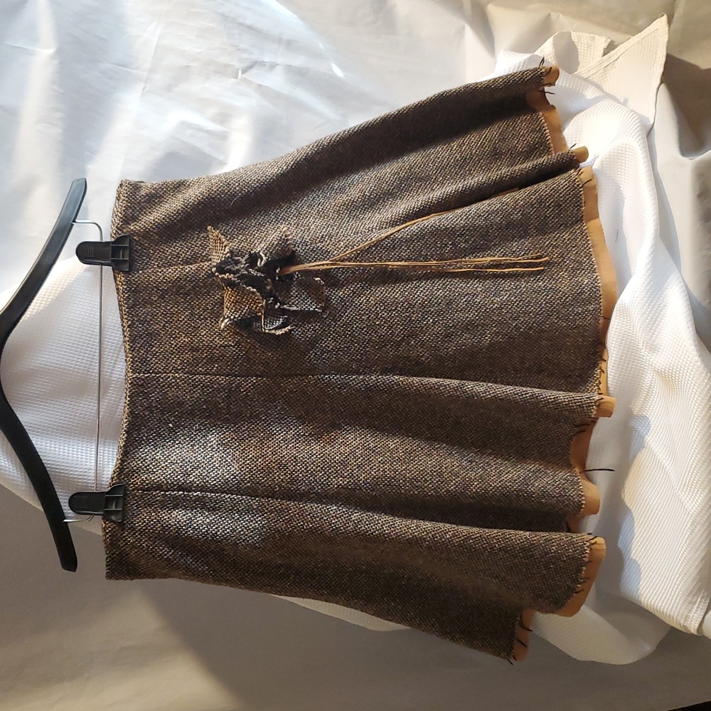 Grace Brown Mini Skirt with Bow Accent